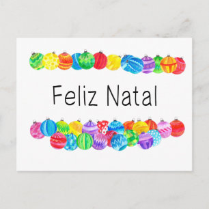 Feliz Natal Portugees Kerstfeest, waterverf Briefkaart