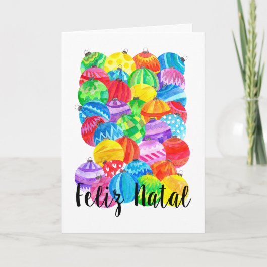 Feliz Natal Portugees Kerstfeest, waterverf Feestdagen Kaart (Voorkant)