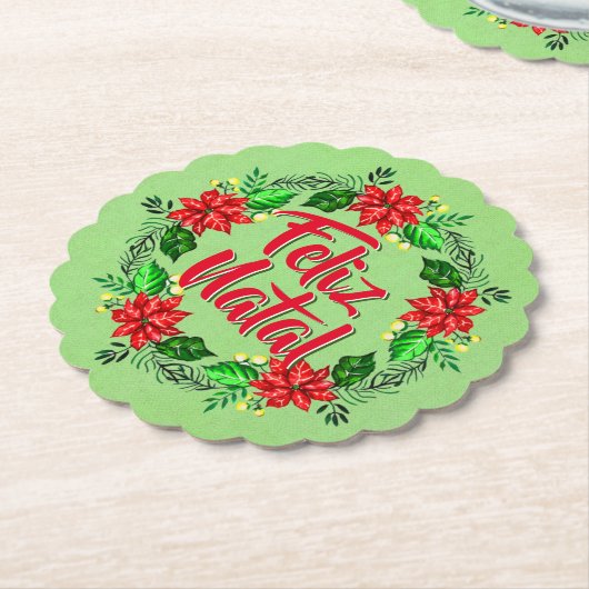 Feliz Natal Portugese kerst Kartonnen Onderzetters (Gekanteld)