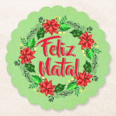 Feliz Natal Portugese kerst Kartonnen Onderzetters (Voorkant)