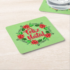 Feliz Natal Portugese kerst Kartonnen Onderzetters