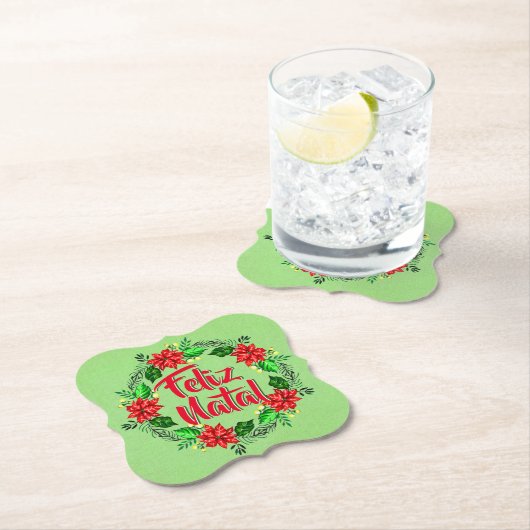 Feliz Natal Portugese kerst Kartonnen Onderzetters (Insitu)