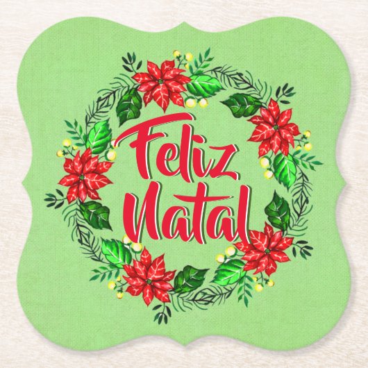 Feliz Natal Portugese kerst Kartonnen Onderzetters (Voorkant)