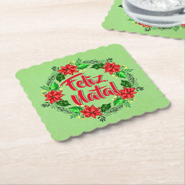 Feliz Natal Portugese kerst Kartonnen Onderzetters