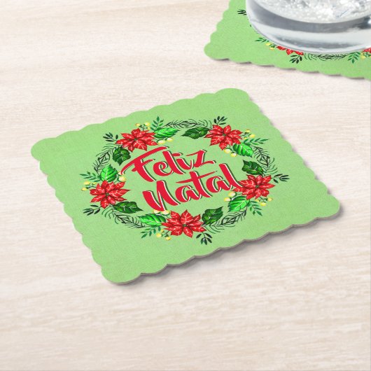 Feliz Natal Portugese kerst Kartonnen Onderzetters (Gebogen)