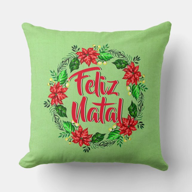 Feliz Natal Portugese kerst Kussen (Voorkant)