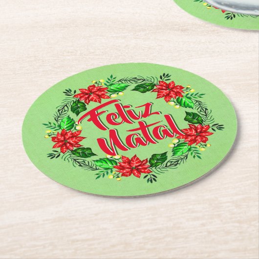 Feliz Natal Portugese kerst Ronde Kartonnen Onderzetter (Gebogen)
