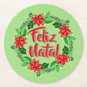 Feliz Natal Portugese kerst Ronde Kartonnen Onderzetter (Voorkant)