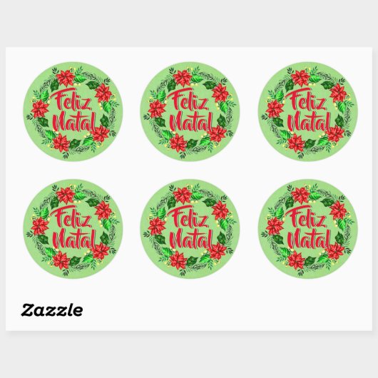 Feliz Natal Portugese kerst Ronde Sticker (Vel)
