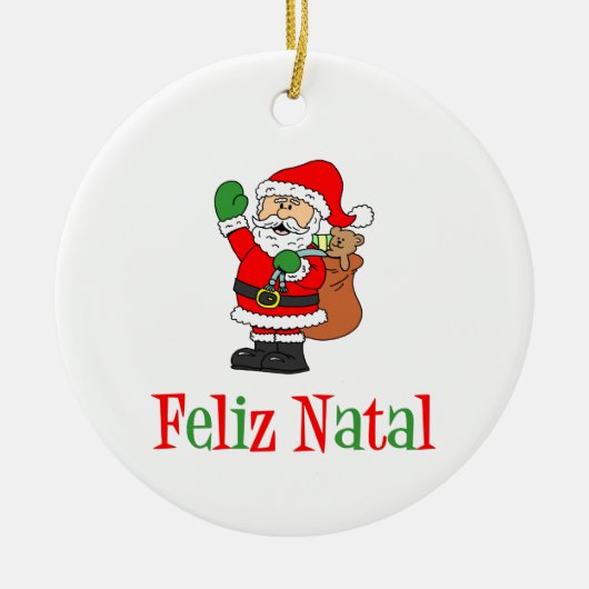 Feliz Natal Portugese kerstkerstkerstkerstkerstker Keramisch Ornament (Voorkant)