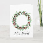 Feliz Natal, Portugese kerstkreet Feestdagen Kaart<br><div class="desc">Kerstmis Zorg ervoor dat je vakantie-mail uitkomt op de traditionele kaarten met deze handbeschilderde waterverf kerstbanner. Vrolijk kerstfeest! Verrassend dat je het dichtst bij je staat, je vrienden, collega's, buren of zelfs je baas met een speciale kaart. Er zijn veel verschillende design beschikbaar: van een moderne collage fotografische kaart, het...</div>