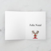 Feliz Natal, Portugese Kerstverlichting Rendieren Feestdagen Kaart (Binnen)