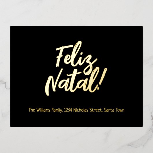 Feliz Natal Portugese taal Kerst Folie Feestdagen Briefkaart (Voorkant)