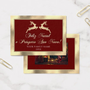 Feliz Natal Próspero Anno Nuovo Foto Royal Gold Visitekaartje