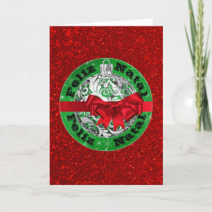 Feliz Natal rood groen zilver Feestdagen Kaart