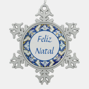 Feliz Natal Sneeuwvlok Pewter Kerstmis Tin Sneeuwvlok Ornament