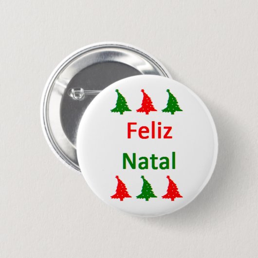 Feliz Natal Trees Button (Voorkant /achterkant)