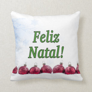 Feliz Natal. Vrolijk kerstfeest in Portugese gf Kussen