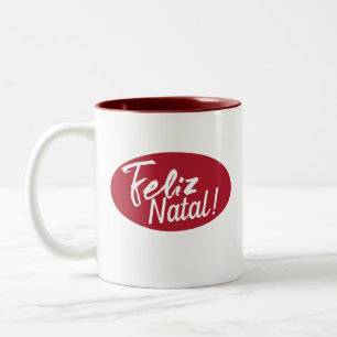 Feliz Natal Vrolijk Kerstfeest Portugees Tweekleurige Koffiemok