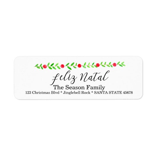 Feliz Natal, waterverf kerstbanner Etiket (Voorkant)