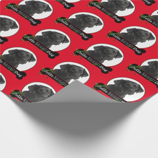 Feliz Naughty Black Lab Cadeaupapier (Hoek)