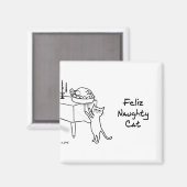 Feliz Naughty Cat - Funny Cat Kerstmis Magneet (Voorkant / Achterkant)