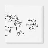 Feliz Naughty Cat - Funny Cat Kerstmis Magneet (Voorkant)