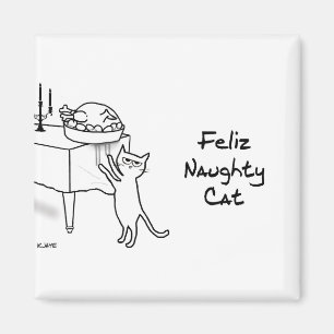 Feliz Naughty Cat - Funny Cat Kerstmis Magneet