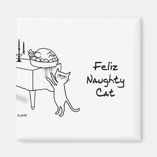 Feliz Naughty Cat - Funny Cat Kerstmis Magneet (Voorkant)