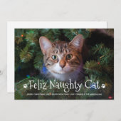 Feliz Naughty Cat Funny Persoonlijke foto Feestdagenkaart (Voorkant / Achterkant)