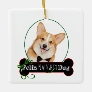 Feliz Naughty Corgi Keramisch Ornament