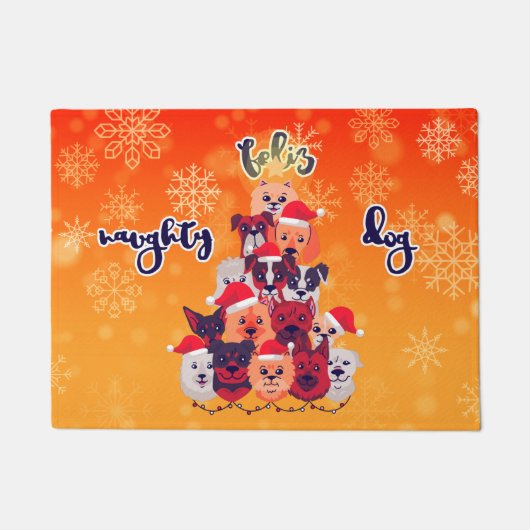 Feliz Naughty Dog-kerstontwerp Deurmat (Voorkant)