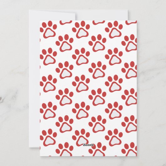 Feliz Naughty Dog Red Paw Prints Pet Photo Holiday Feestdagenkaart (Achterkant)