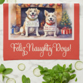 Feliz Naughty Dogs! Christmas Theedoek (Gevouwen)