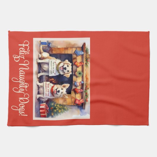 Feliz Naughty Dogs! Christmas Theedoek (Horizontaal)