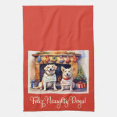 Feliz Naughty Dogs! Christmas Theedoek (Verticaal)