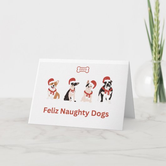 Feliz Naughty Dogs Wenskaart Bedankkaart (Voorkant)