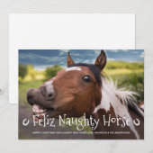 Feliz Naughty Horse Funny Persoonlijke foto Feestdagenkaart (Voorkant / Achterkant)