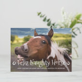 Feliz Naughty Horse Funny Persoonlijke foto Feestdagenkaart (Staand voorkant)