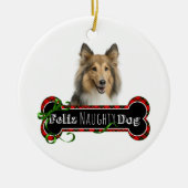 Feliz Naughty Sheltie Keramisch Ornament (Voorkant)