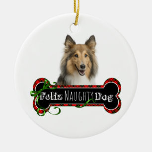 Feliz Naughty Sheltie Keramisch Ornament