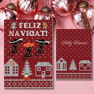 Feliz navicat grappige meowy kerst feestdagenkaart