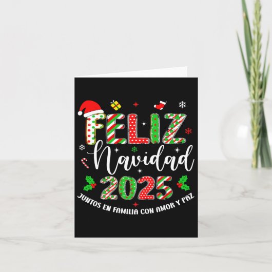 Feliz Navidad 2025 Bijpassende familie Spaanse Ker Kaart (Voorkant)