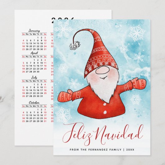 Feliz Navidad 2025 Kalender Nordic Gnome Kerstmis Feestdagenkaart (Voorkant / Achterkant)