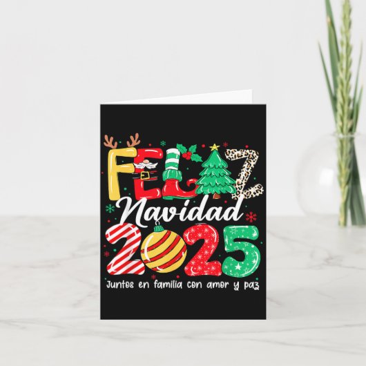 Feliz Navidad 2025 Spanish Christmas Mexican Famil Kaart (Voorkant)