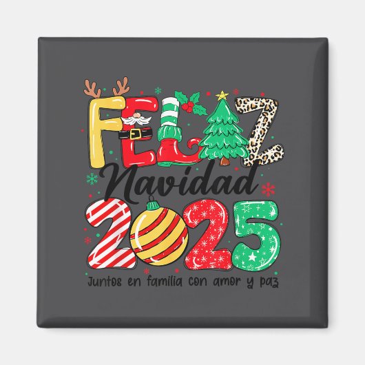 Feliz Navidad 2025 Spanish Christmas Mexican Famil Magneet (Voorkant)