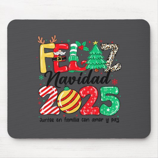 Feliz Navidad 2025 Spanish Christmas Mexican Famil Muismat (Voorkant)