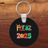 Feliz Navidad 2025 Spanish Christmas Mexican Famil Sleutelhanger (Voorkant)