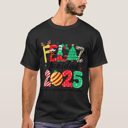 Feliz Navidad 2025 Spanish Christmas Mexican Famil T-shirt (Voorkant)