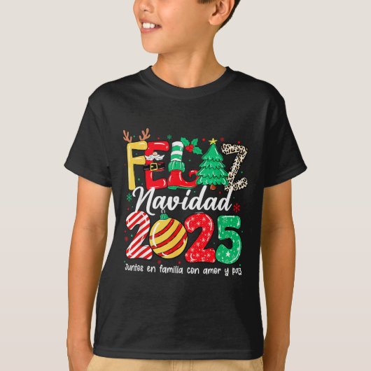 Feliz Navidad 2025 Spanish Christmas Mexican Famil T-shirt (Voorkant)
